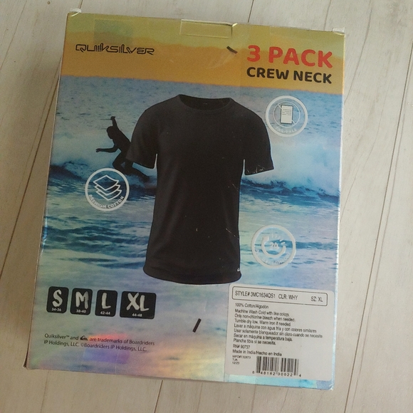 QUIKSILVER NEW 3-pack Premium Cotton Crewneck T-shirts - Picture 9 of 13